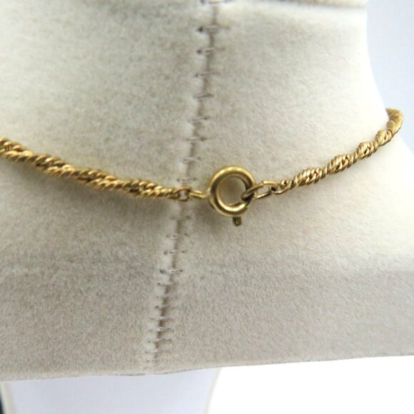 Apatite Necklace Gold Tone Twisted Chain 24" Wire Wrapped 1.5" Polished Stone - Picture 6 of 6